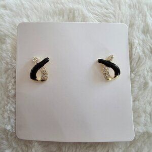 {2/$30} Black Gold Rhinestone Stud Earrings. Glam Punk Retro Witchy Goth Minimal